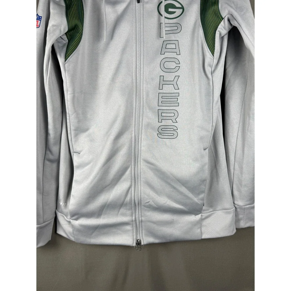 Nike Full Zip Hoodie Mens Small Grey Green Bay Packers NFL Dri-FIT On-Field